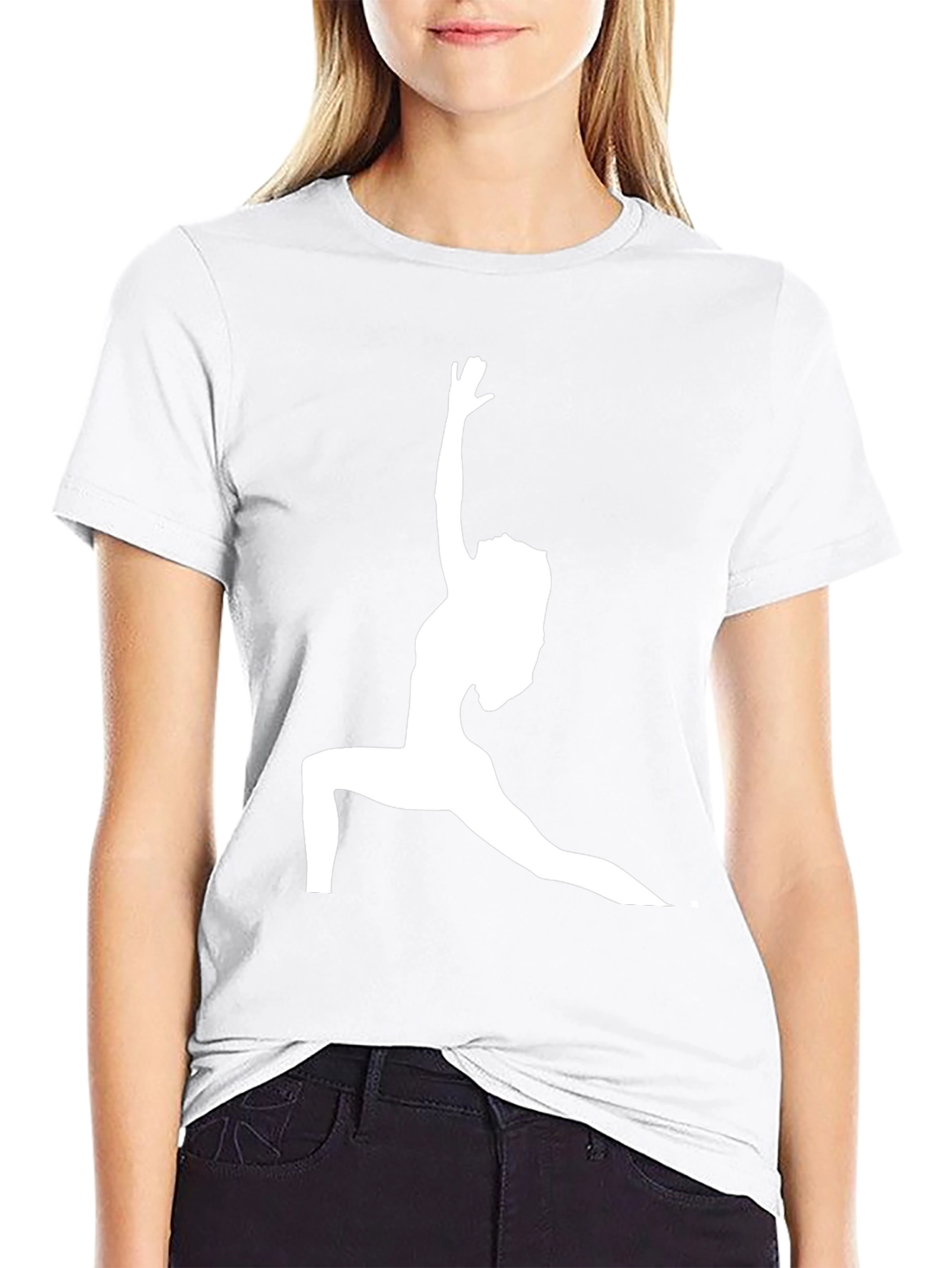 Yoga Pose Graphic Tee - Black Cotton Blend T-Shirt