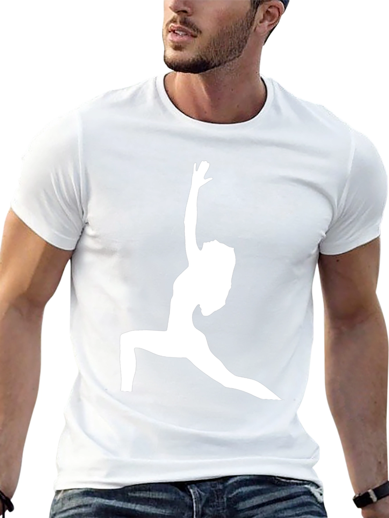 Yoga Pose Graphic Tee - Black Cotton Blend T-Shirt
