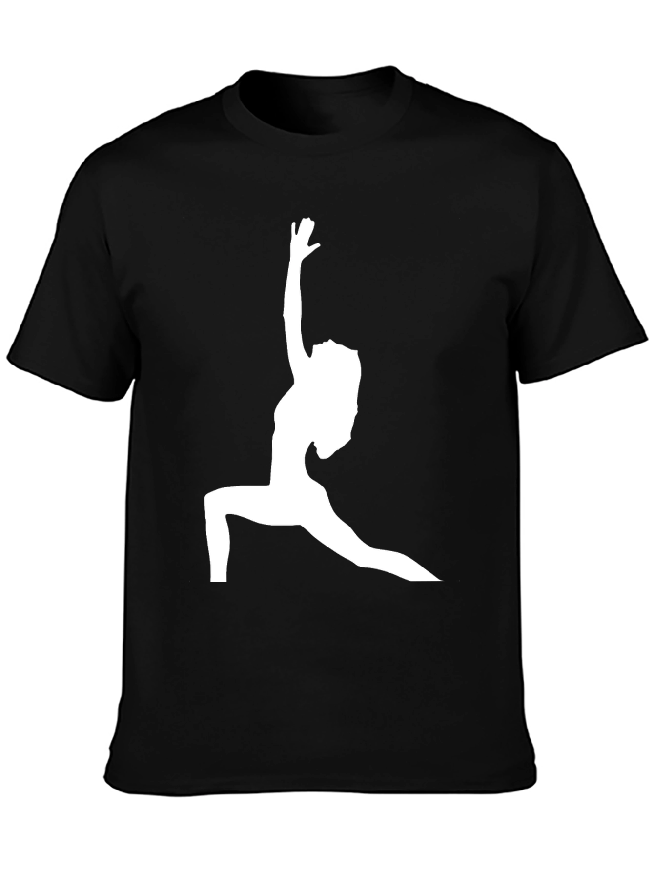Yoga Pose Graphic Tee - Black Cotton Blend T-Shirt