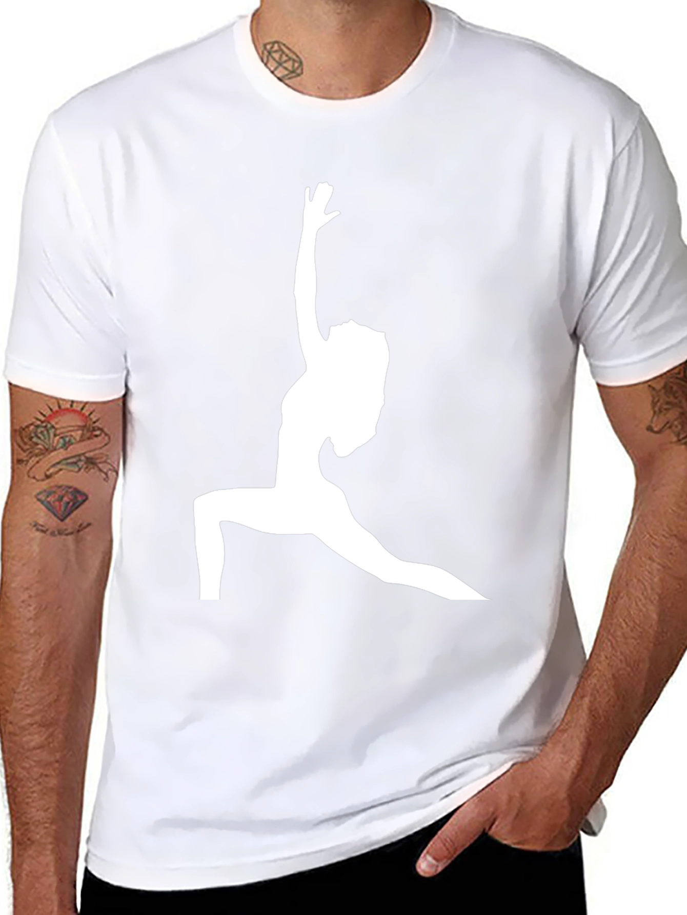 Yoga Pose Graphic Tee - Black Cotton Blend T-Shirt