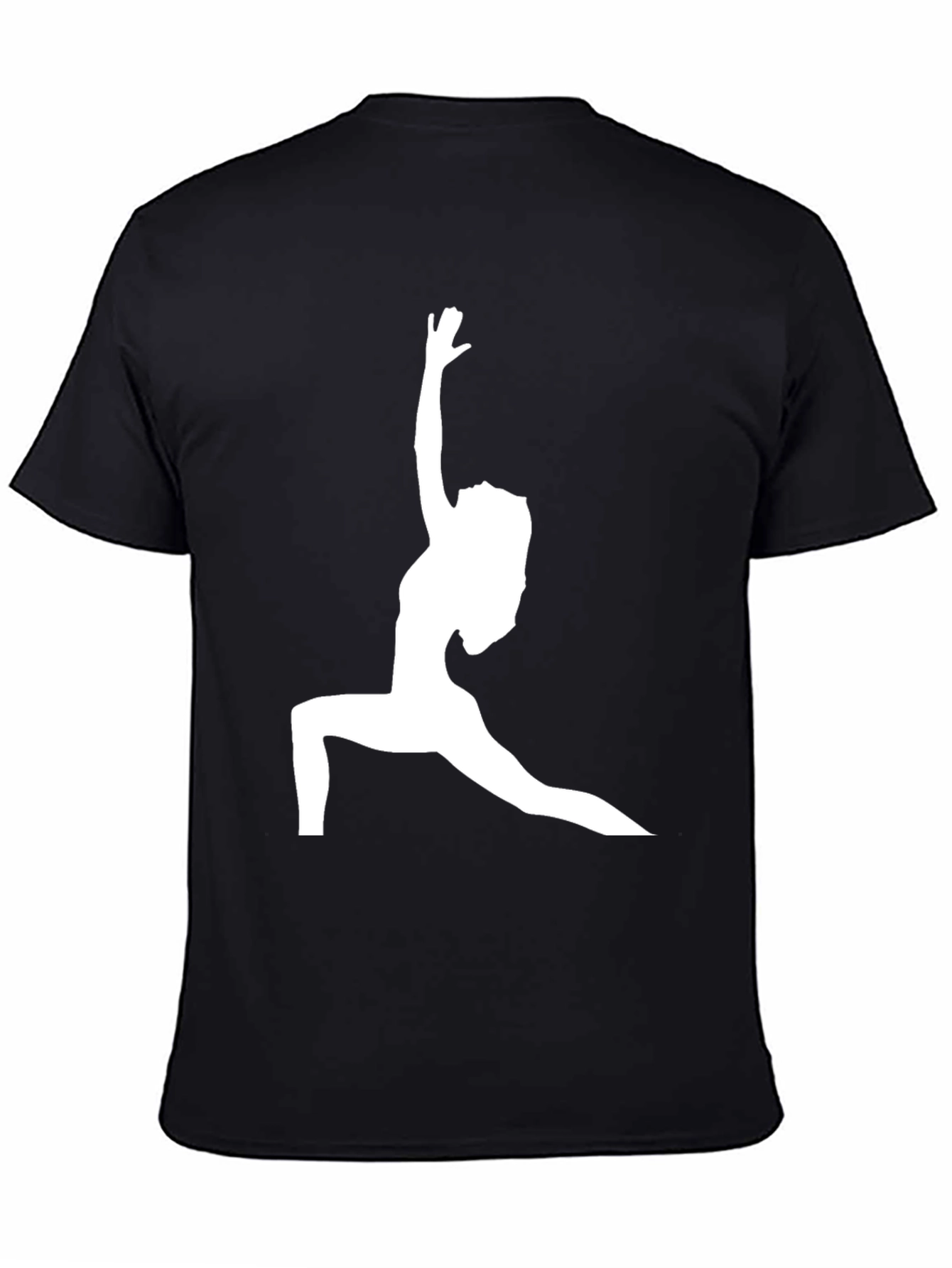 Yoga Pose Graphic Tee - Black Cotton Blend T-Shirt