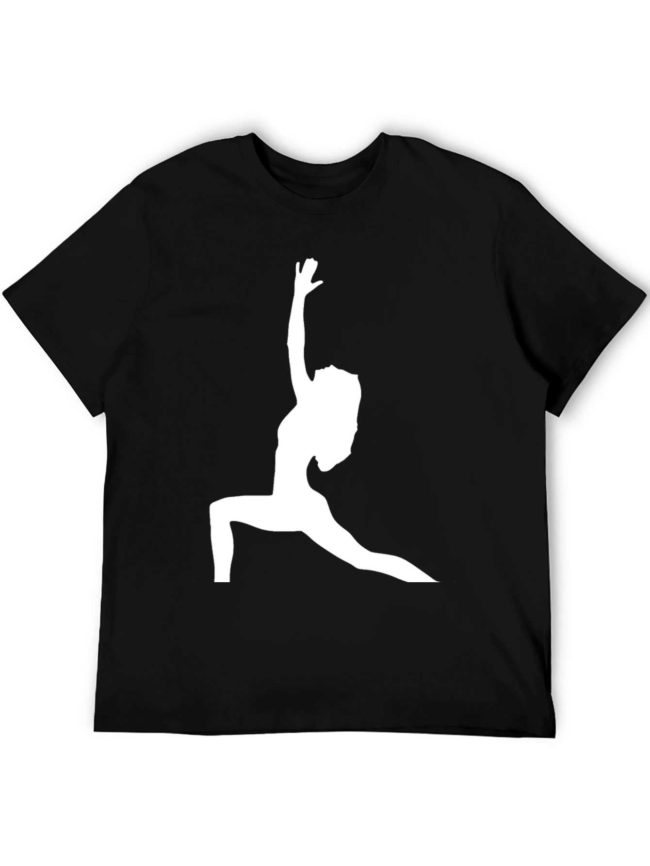 Yoga Pose Graphic Tee - Black Cotton Blend T-Shirt