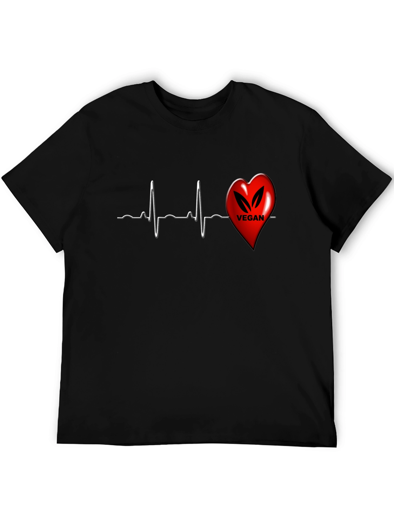 Vegan Heartbeat T-Shirt - Black