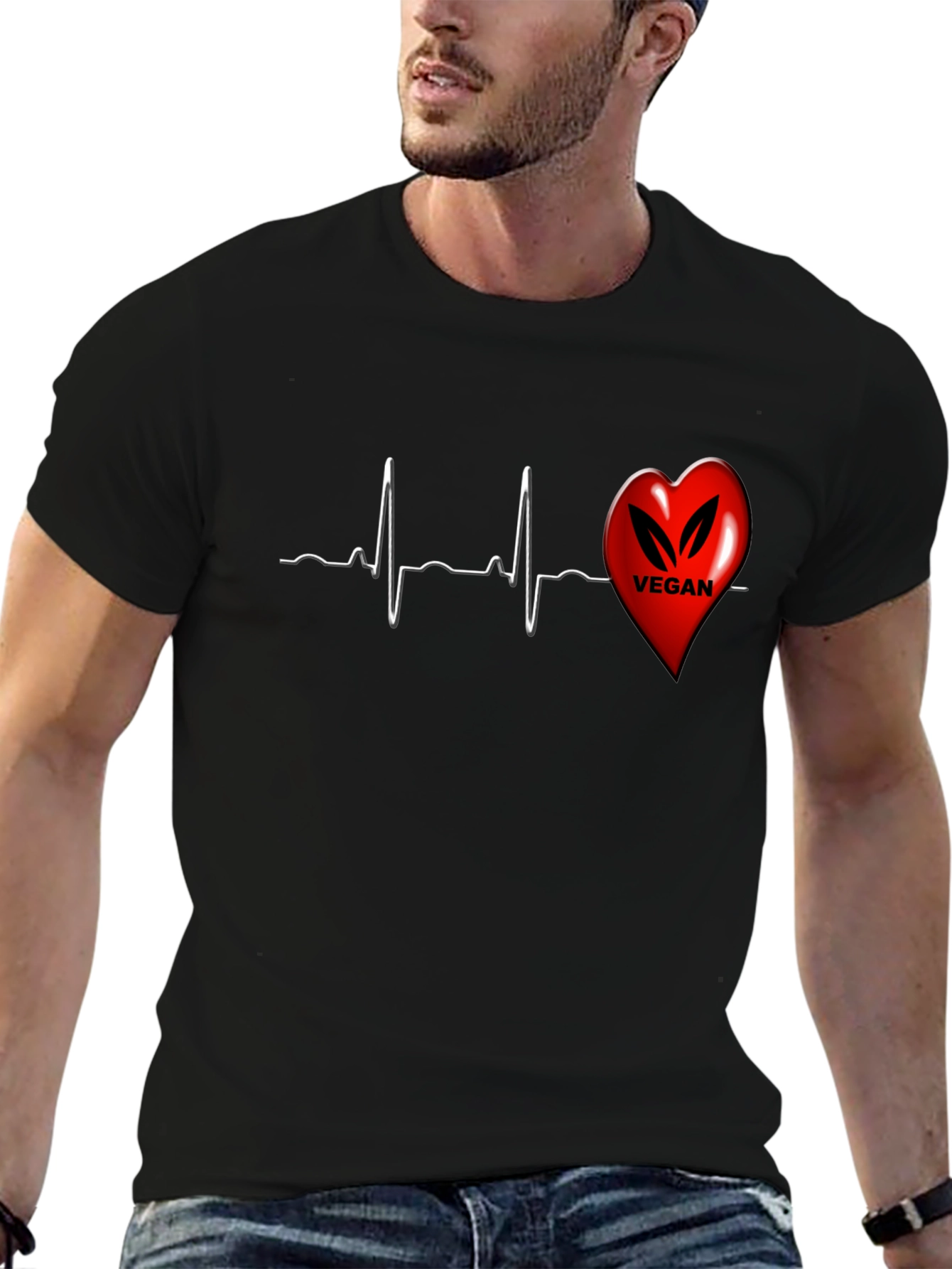 Vegan Heartbeat T-Shirt - Black