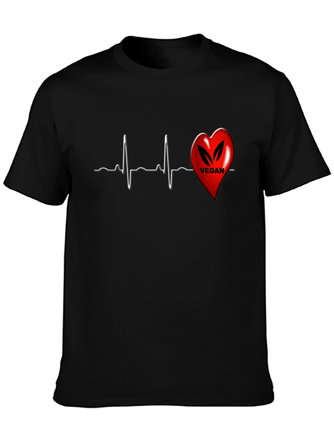 Vegan Heartbeat T-Shirt - Black