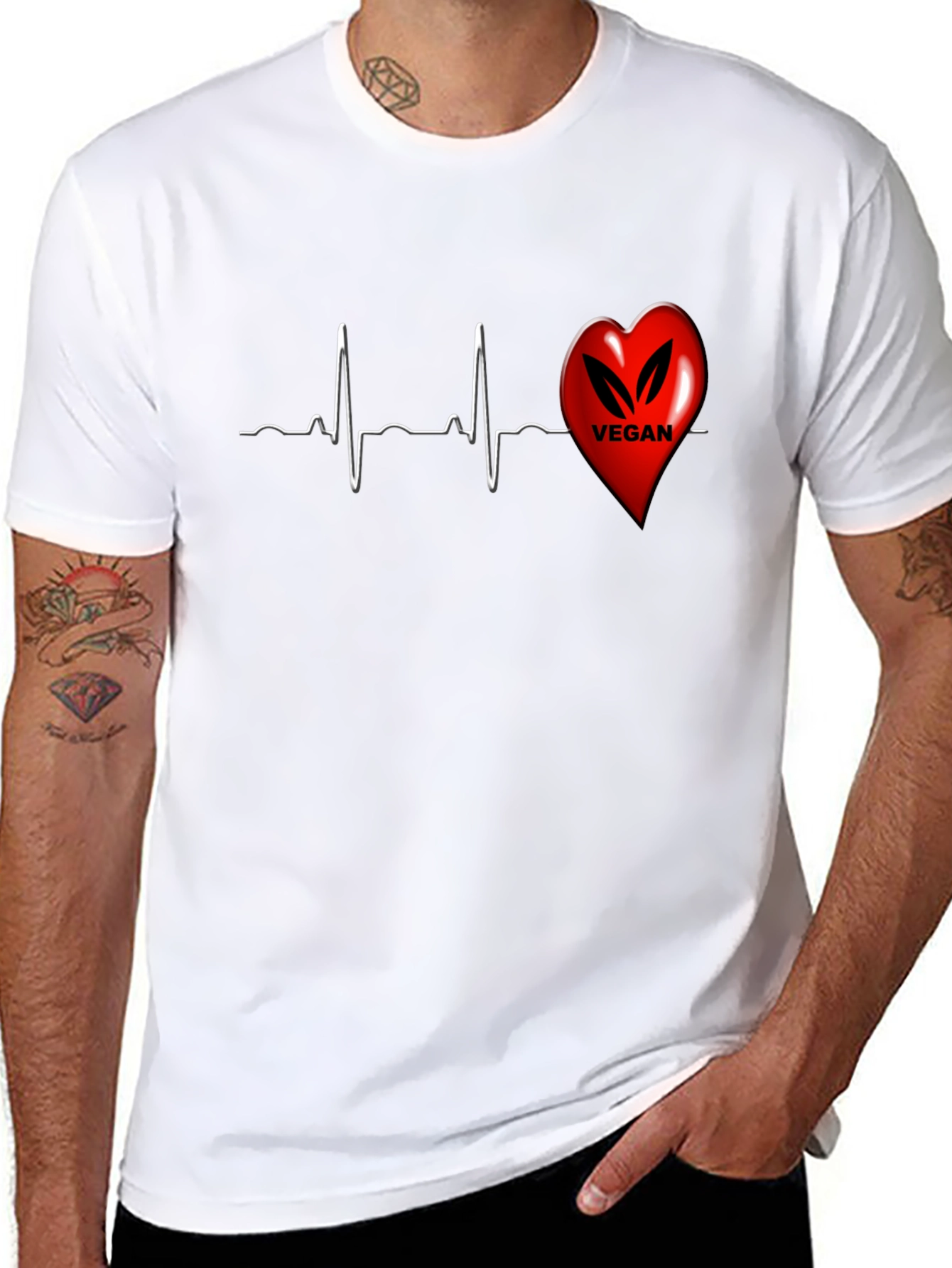 Vegan Heartbeat T-Shirt - Black