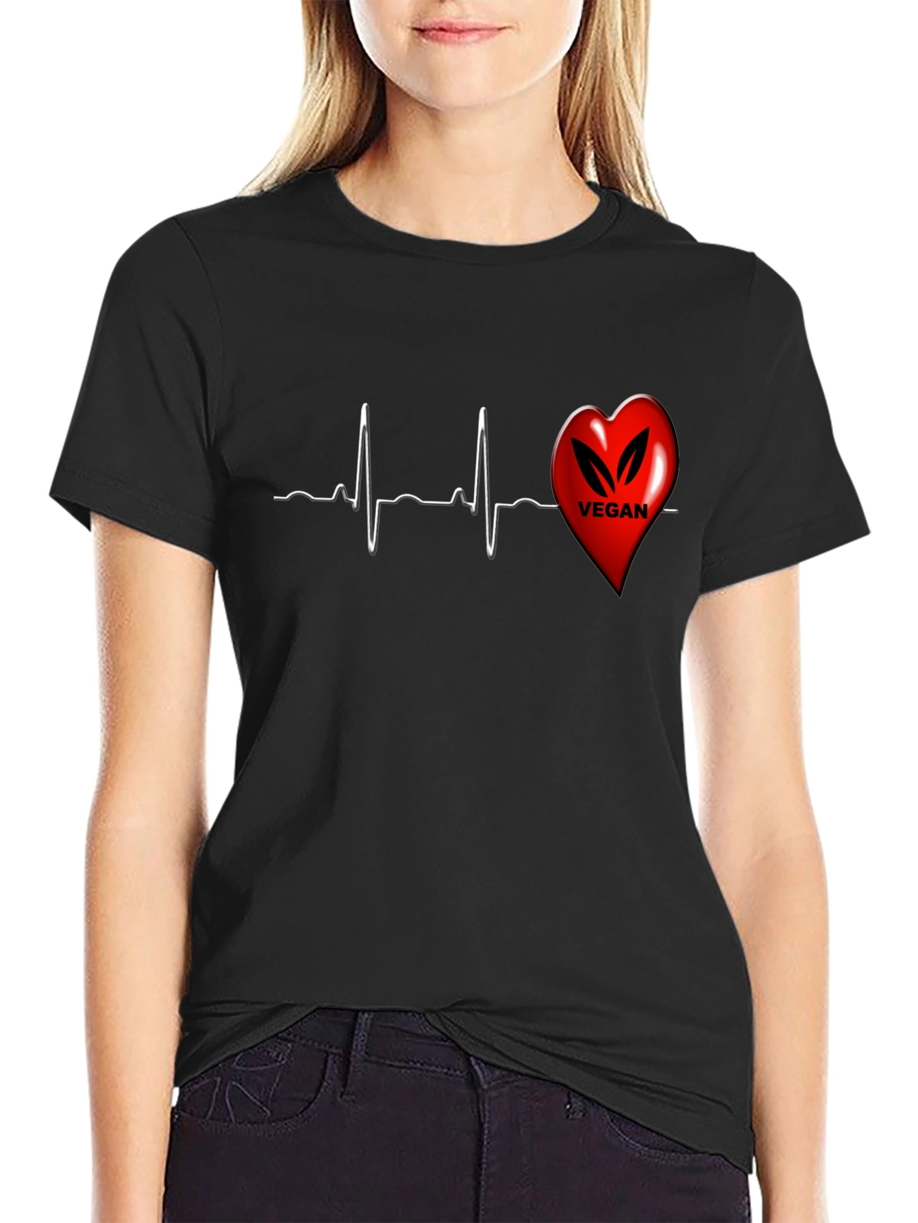 Vegan Heartbeat T-Shirt - Black