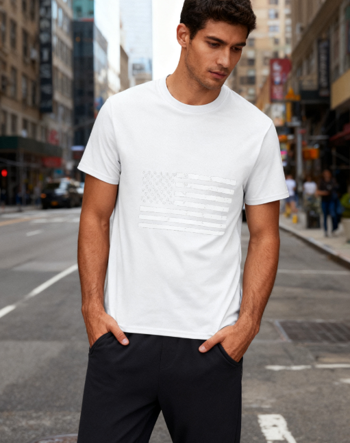 Vintage American Flag 100% Cotton T-Shirt - Unisex Patriotic Tee for All Occasions