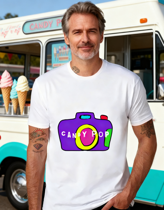 Vibrant Candy Pop Camera Tee
