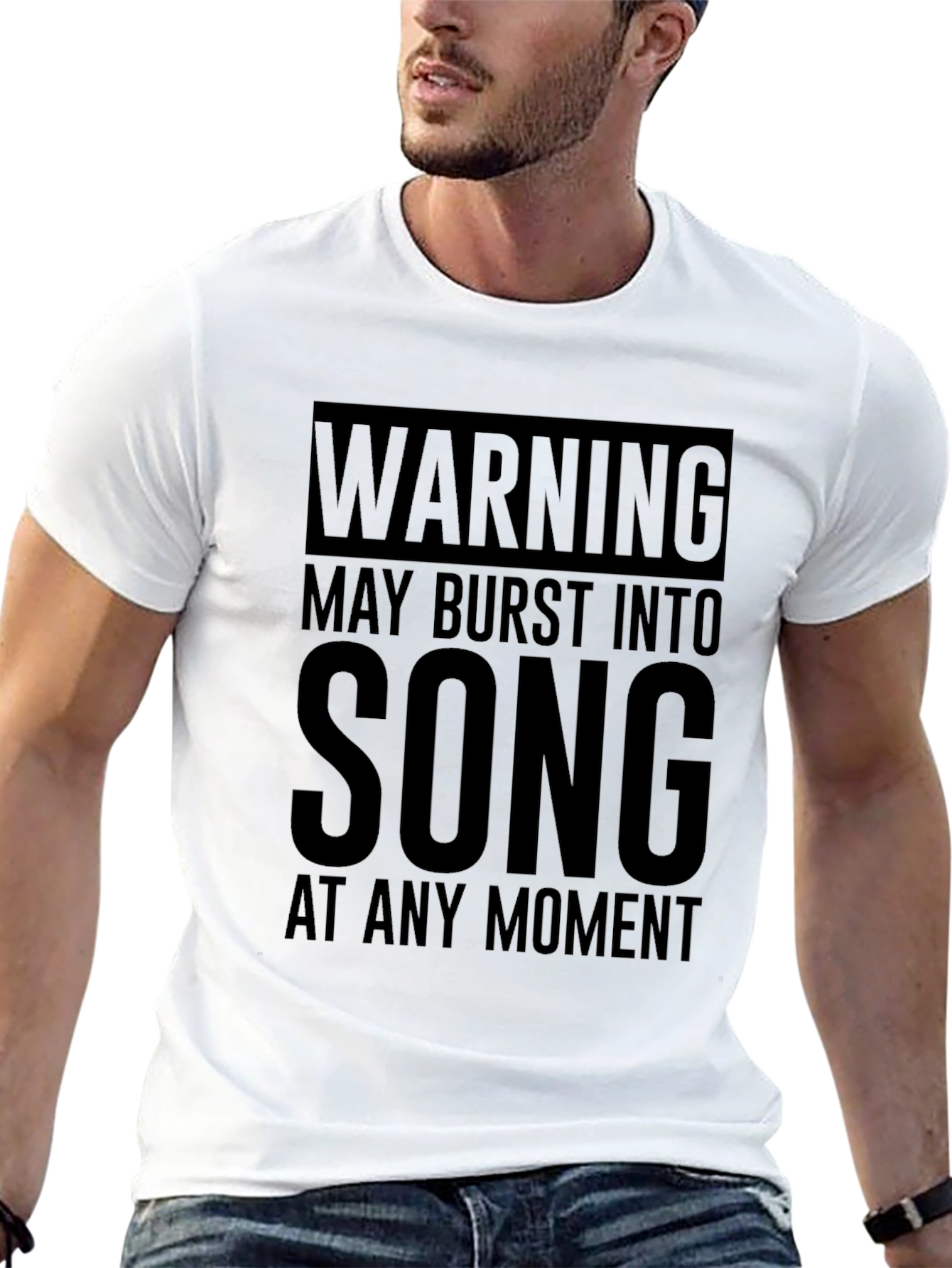 Warning May Burst Into Song Black Graphic T-Shirt