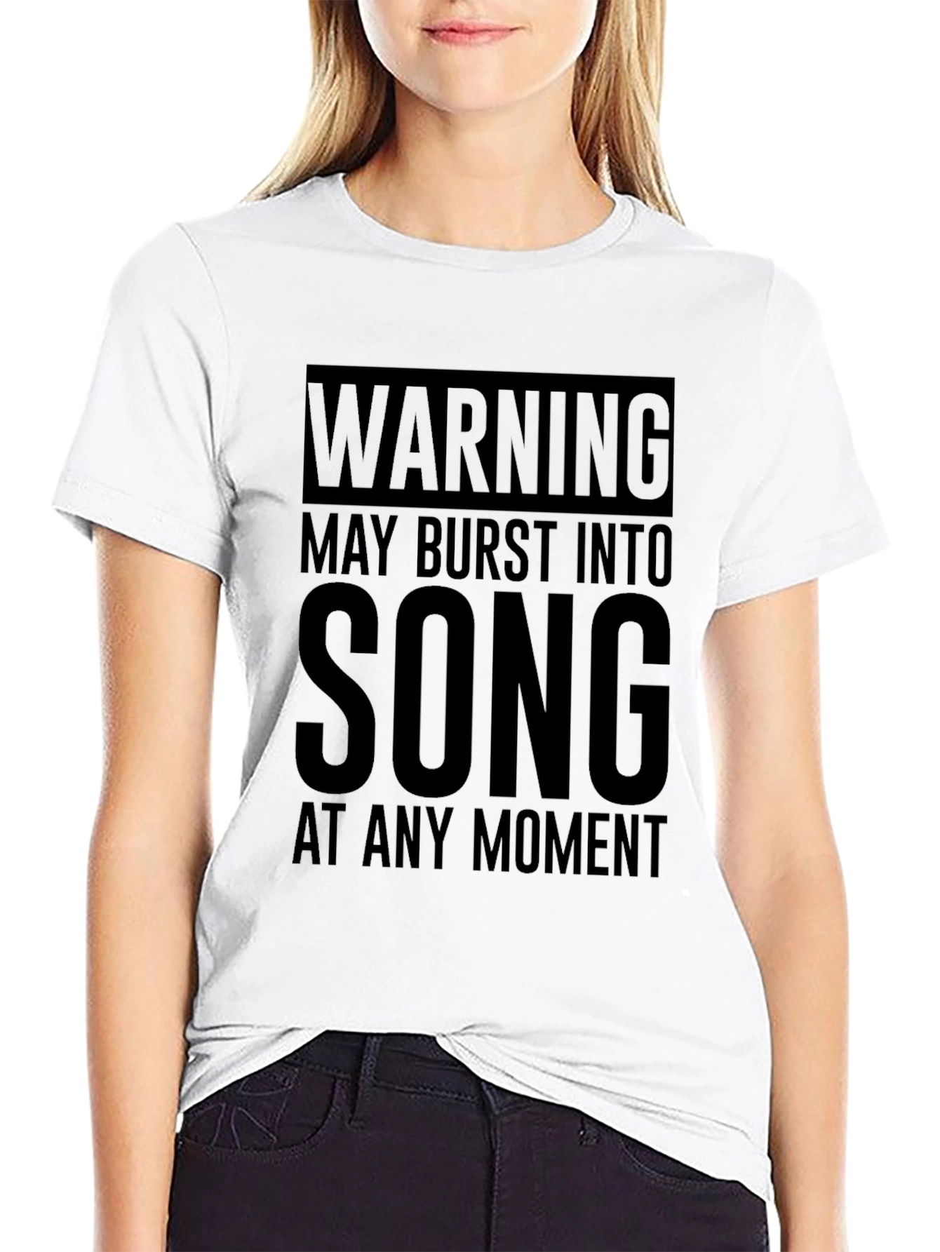 Warning May Burst Into Song Black Graphic T-Shirt