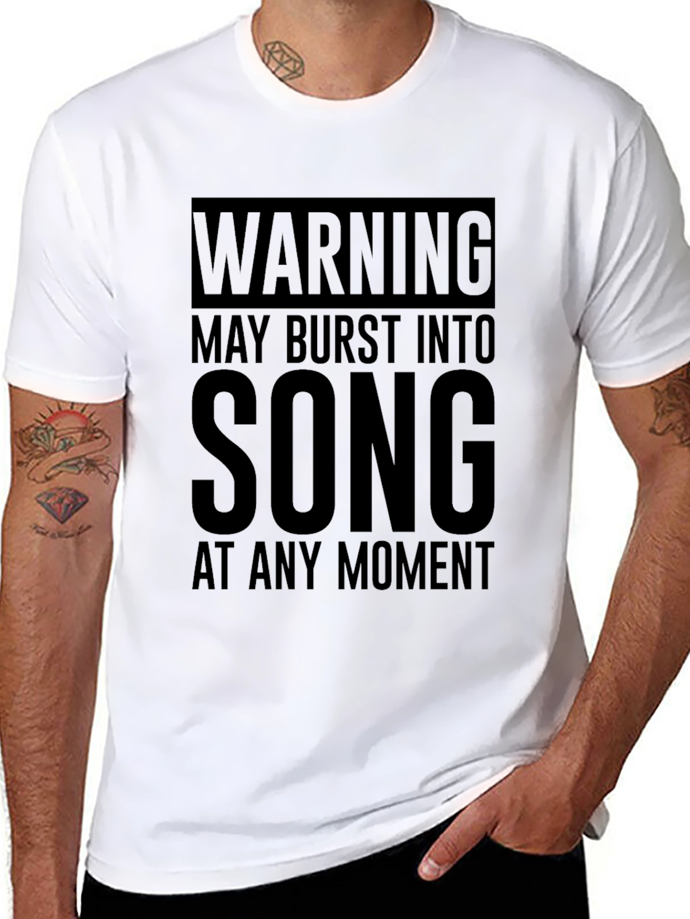 Warning May Burst Into Song Black Graphic T-Shirt