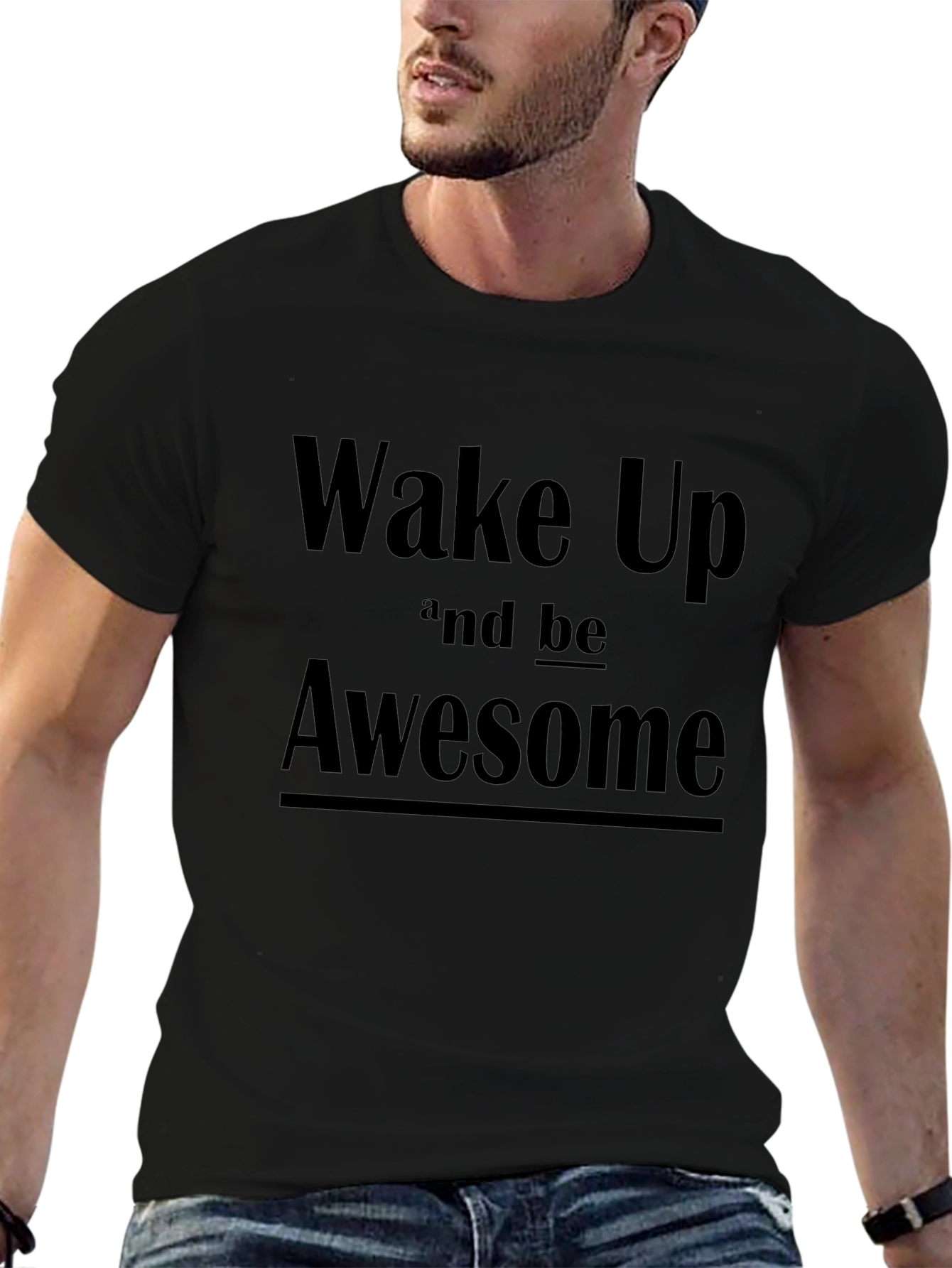 Wake Up Awesome Graphic Tee - Mens Black T-Shirt