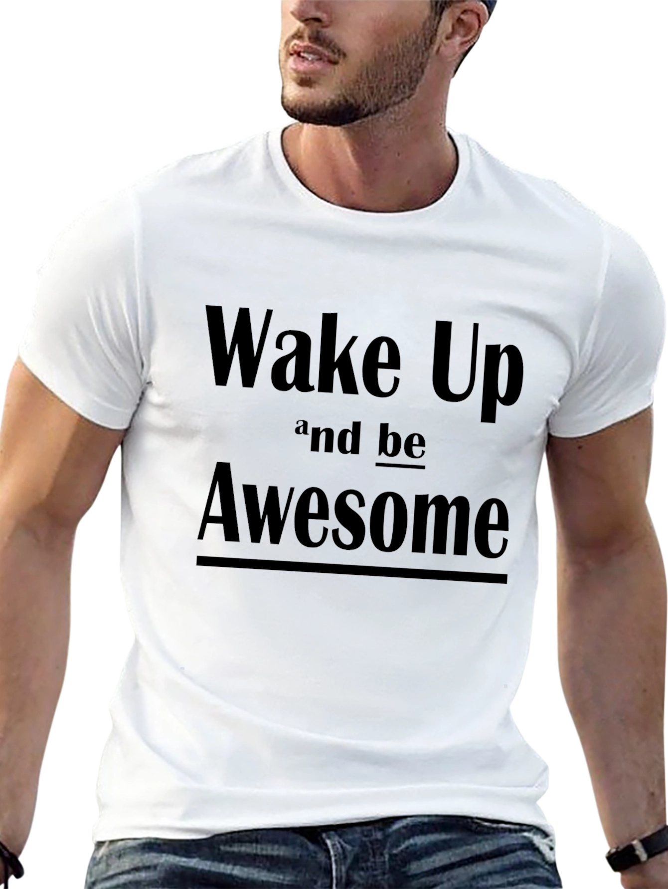 Wake Up Awesome Graphic Tee - Mens Black T-Shirt