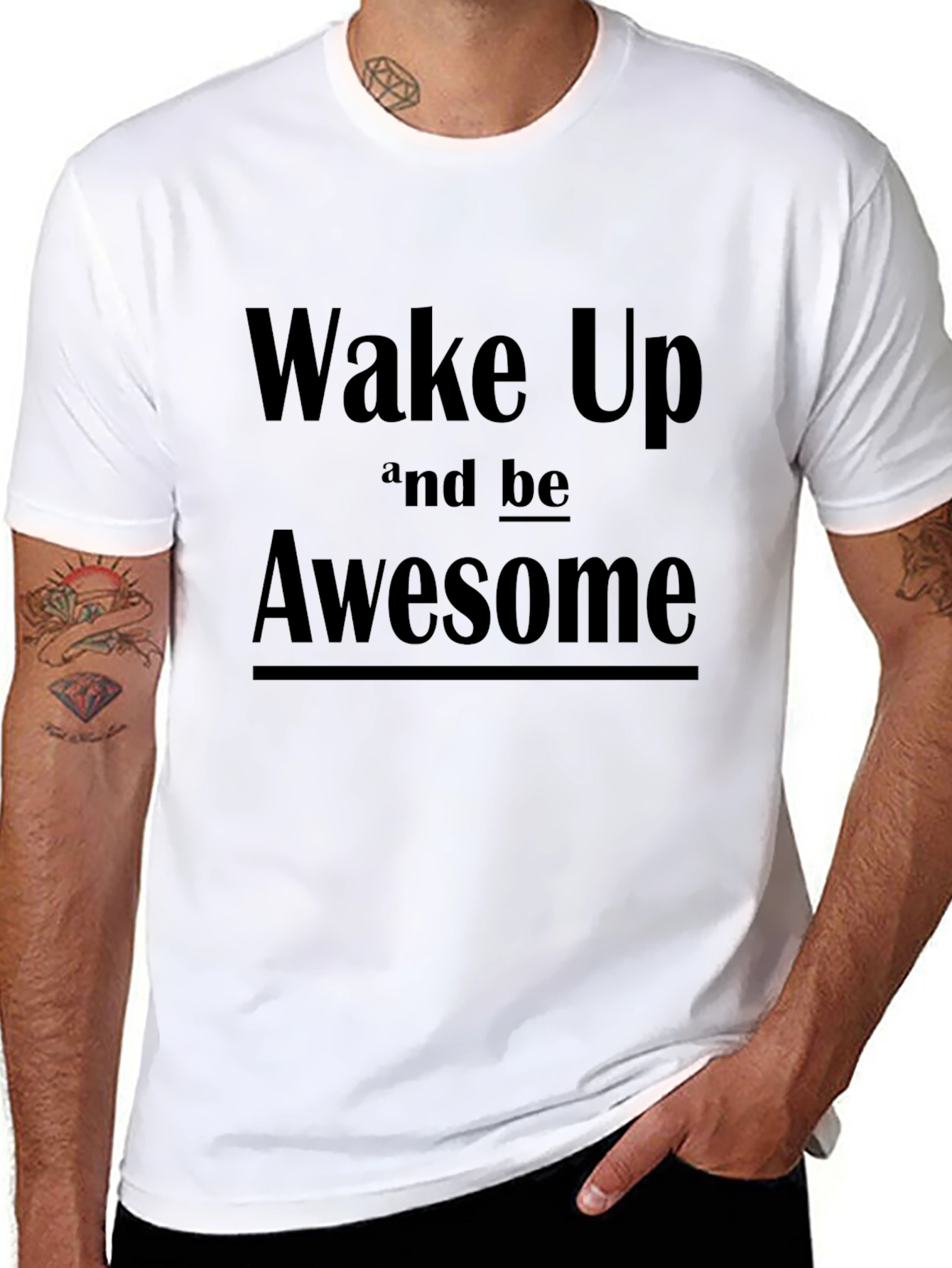 Wake Up Awesome Graphic Tee - Mens Black T-Shirt