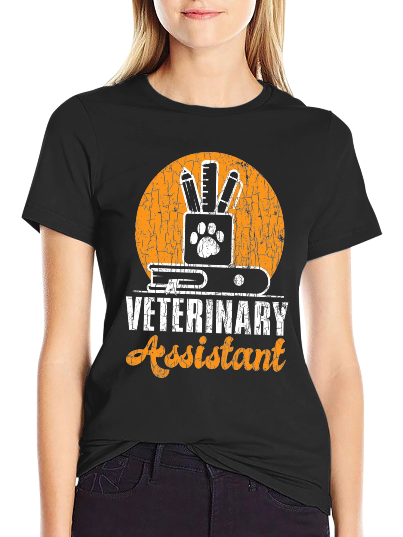 Veterinary Assistant Graphic T-Shirt Animal Paw Print Tee