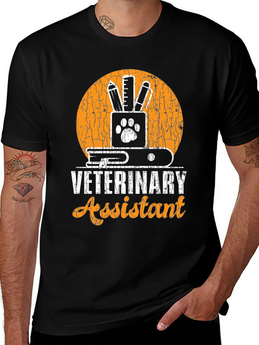 Veterinary Assistant Graphic T-Shirt Animal Paw Print Tee
