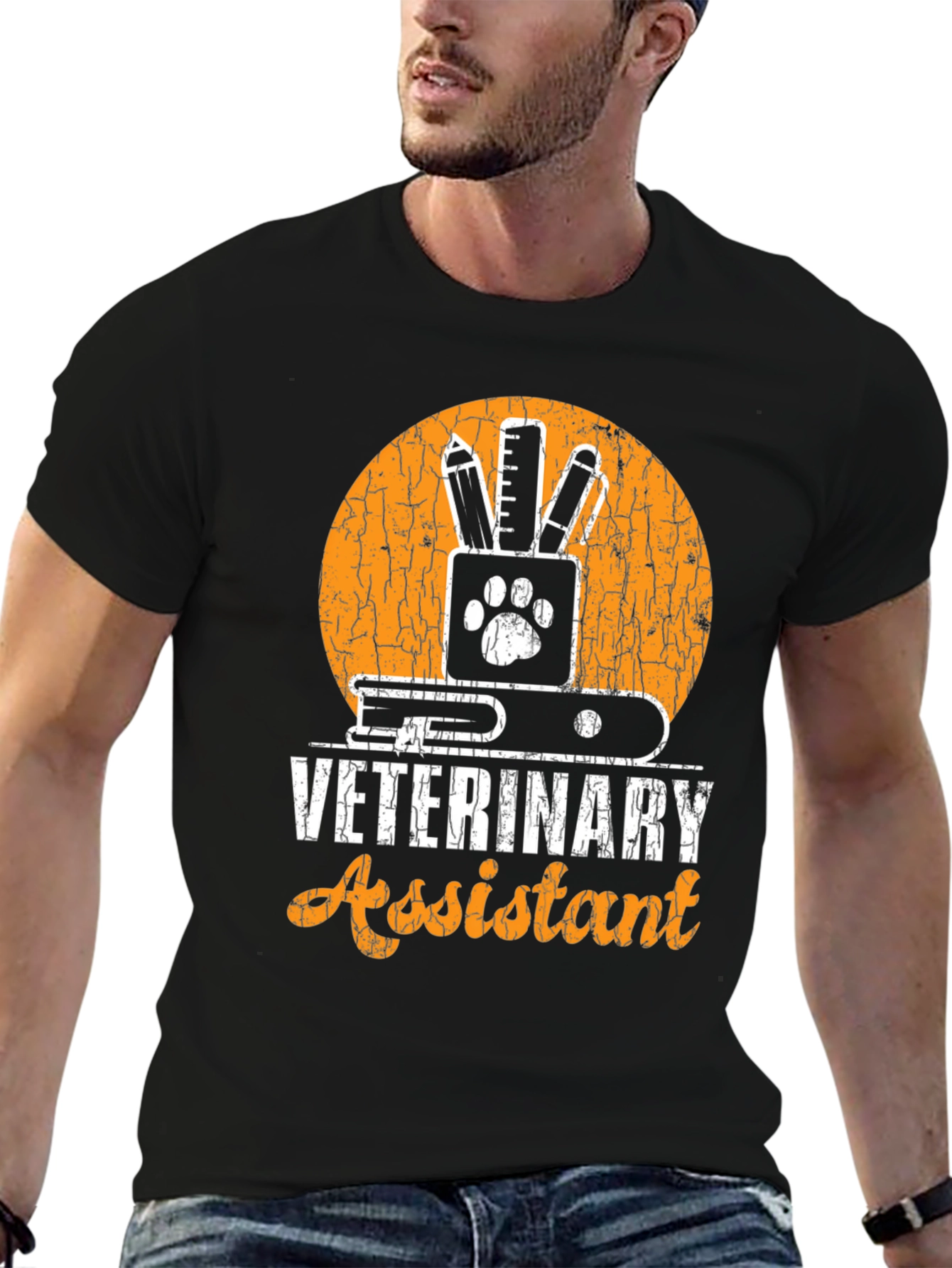 Veterinary Assistant Graphic T-Shirt Animal Paw Print Tee
