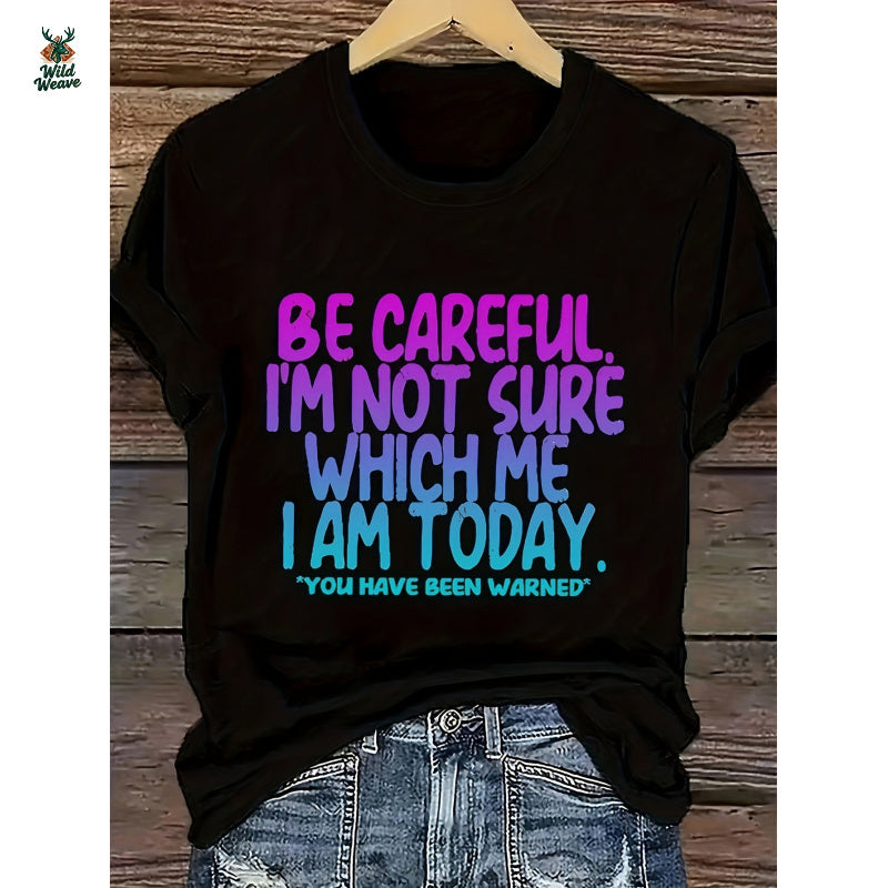 Women'S Funny "I'm Not Sure Which Me I Am Today" T-Shirt - Pink Crew Neck Tee with Lettering - Lightweight Everyday Casual Shirt for Women - Humorous Gift for, Ladies T Shirts, Comfortable Fit Shirt
