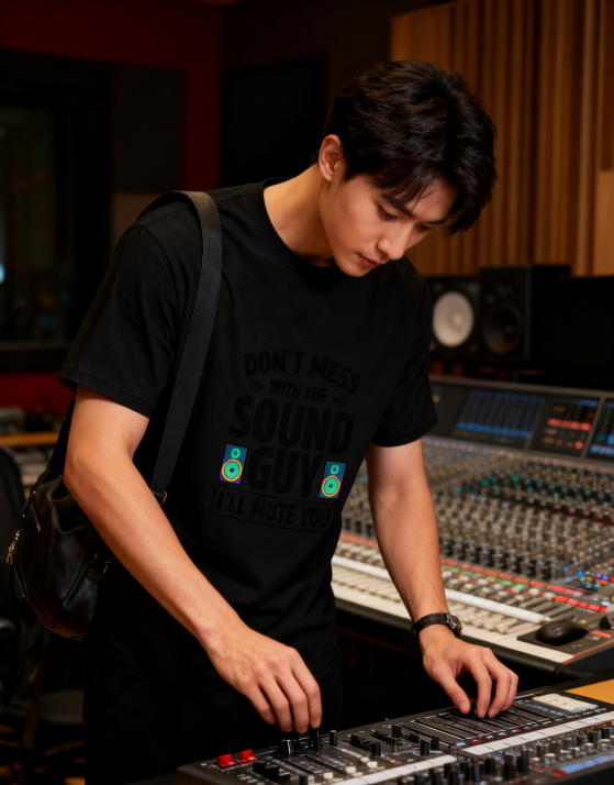 Don't Mess With The Sound Guy I'll Mute You T-Shirt - 100% Cotton, Funny Audio Enthusiast Tee for Music Events & Casual Wear