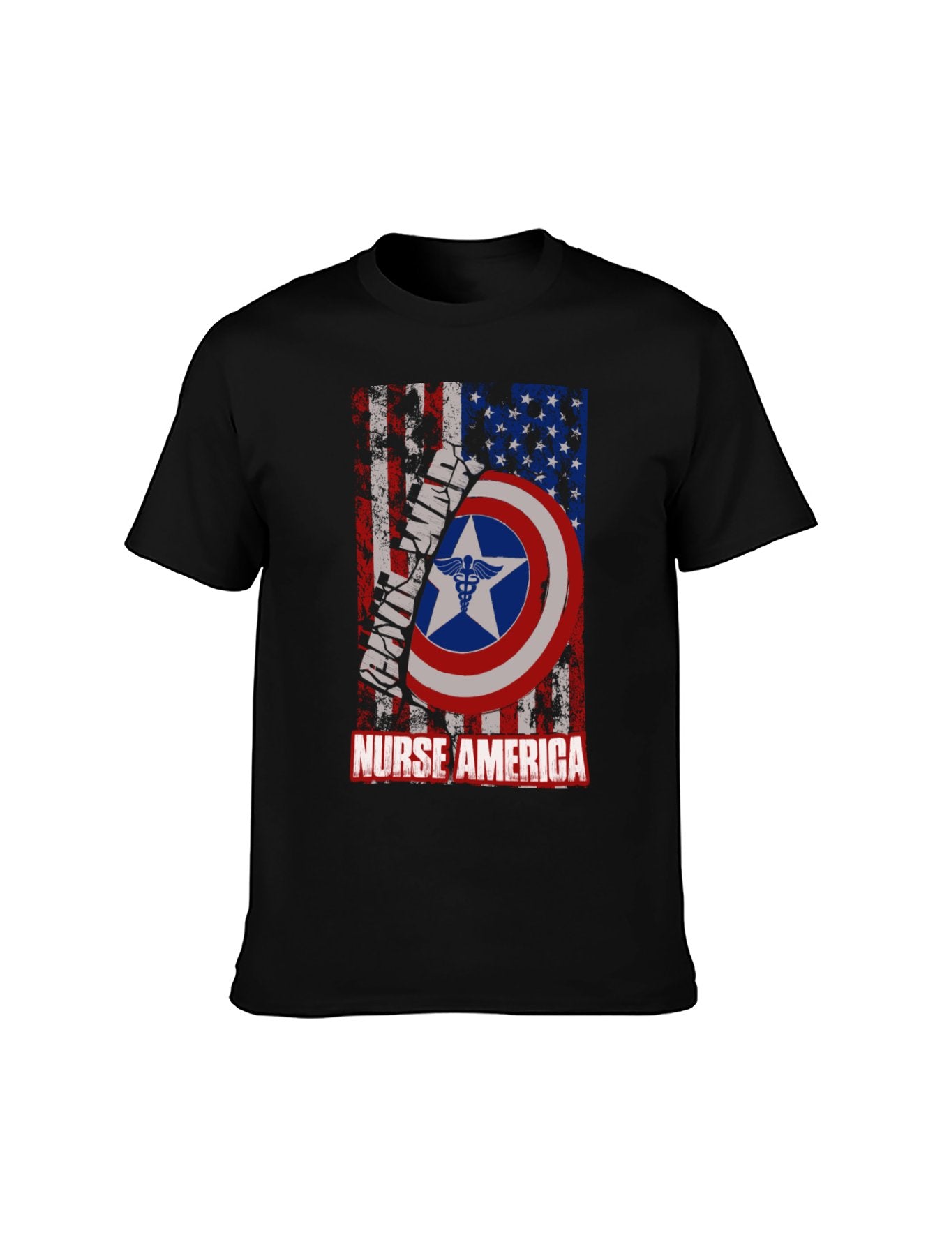 T2199609 Nurse America Patriotic Shield 100% Cotton T-Shirt - Unisex Healthcare Hero Tee for Every Occasion