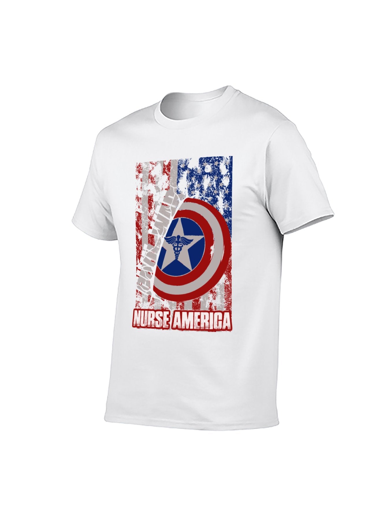 T2199609 Nurse America Patriotic Shield 100% Cotton T-Shirt - Unisex Healthcare Hero Tee for Every Occasion