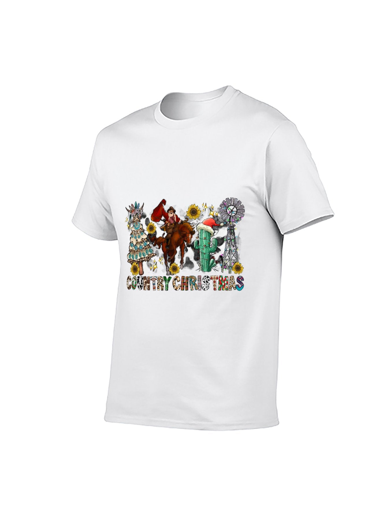 Country Christmas Western Graphic T-Shirt - 100% Cotton, Festive Exclusive for Holiday Gatherings & Casual Occasions