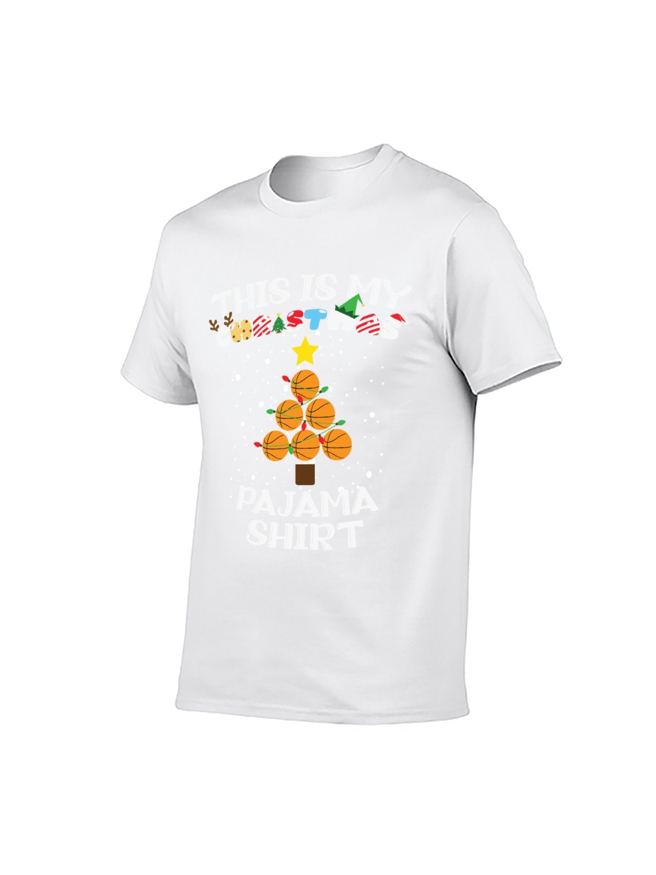 Christmas Basketball Pajama Graphic T-Shirt - 100% Cotton, Festive Exclusive for Holiday Parties & Casual Occasions