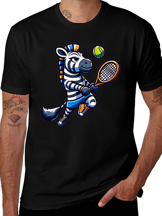 Zebra Tennis Graphic T-Shirt - Fun Animal Design