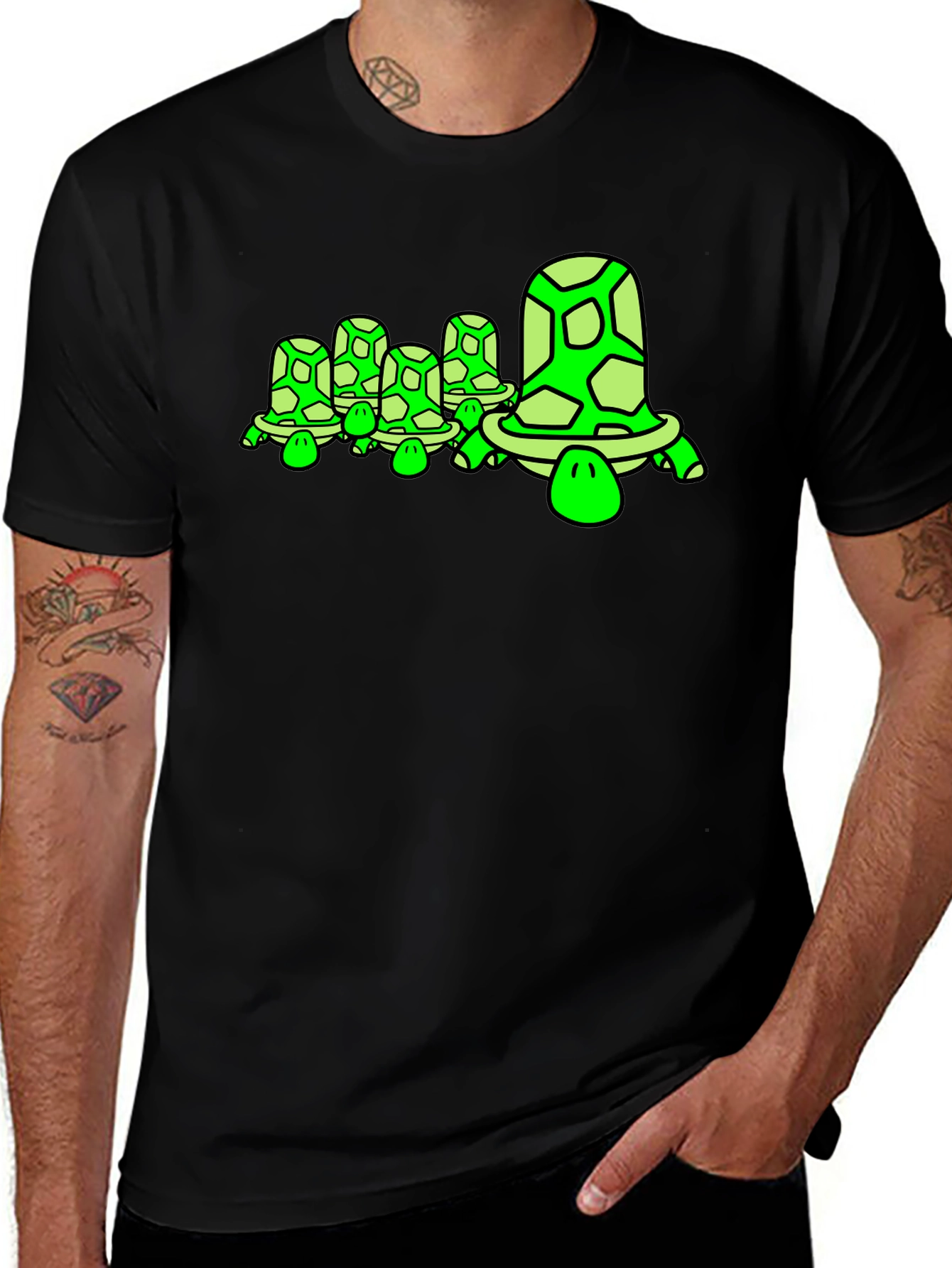 Turtle Family Graphic Tee - Unique Design Soft Cotton