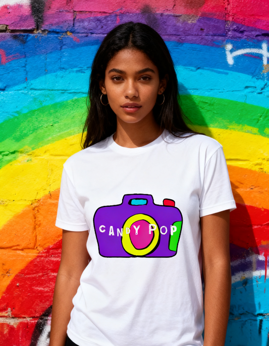Vibrant Candy Pop Camera Tee
