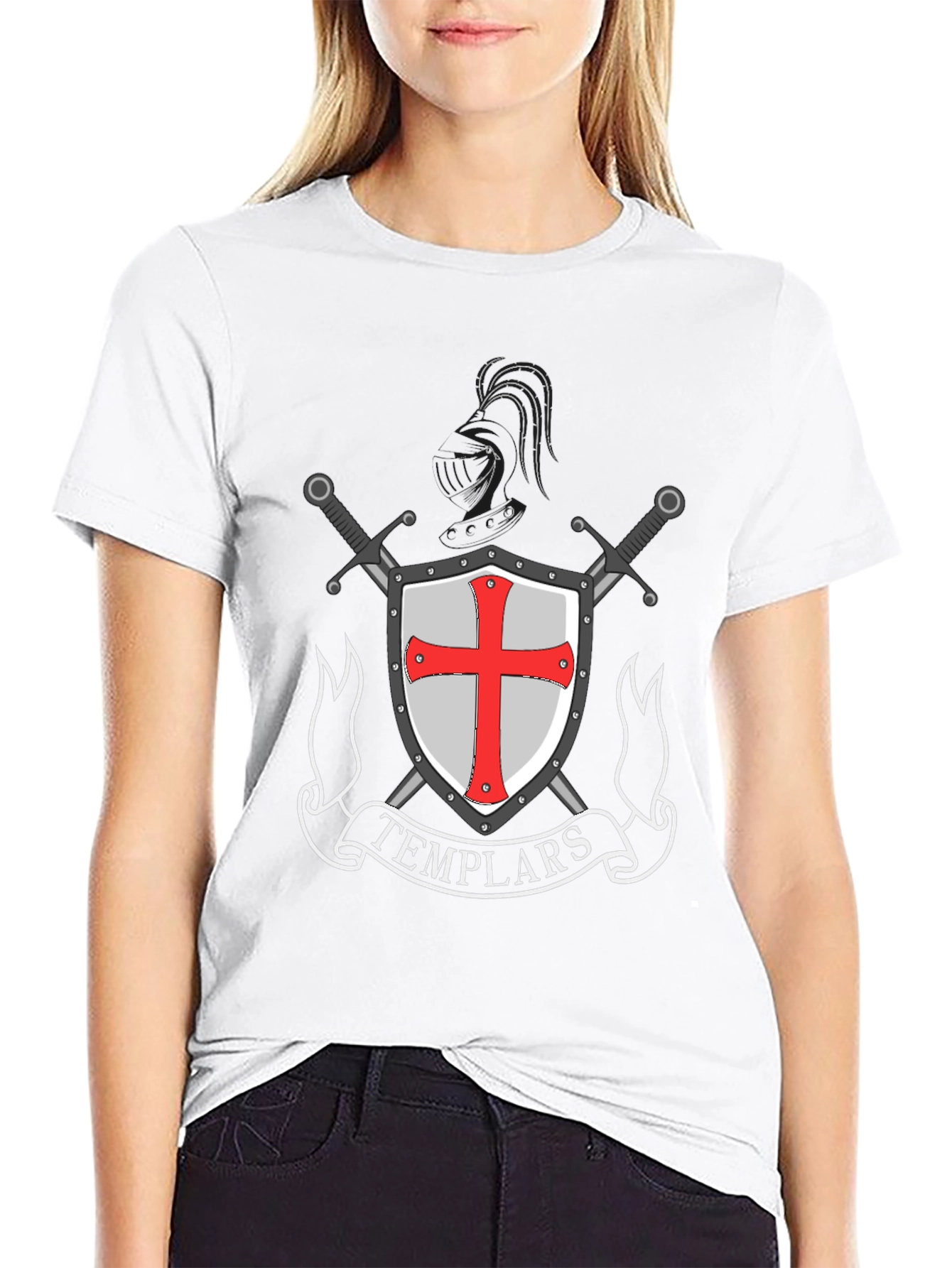 Templar Knight T-Shirt - Shield & Sword Design