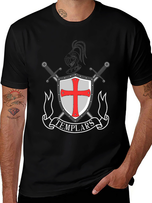Templar Knight T-Shirt - Shield & Sword Design