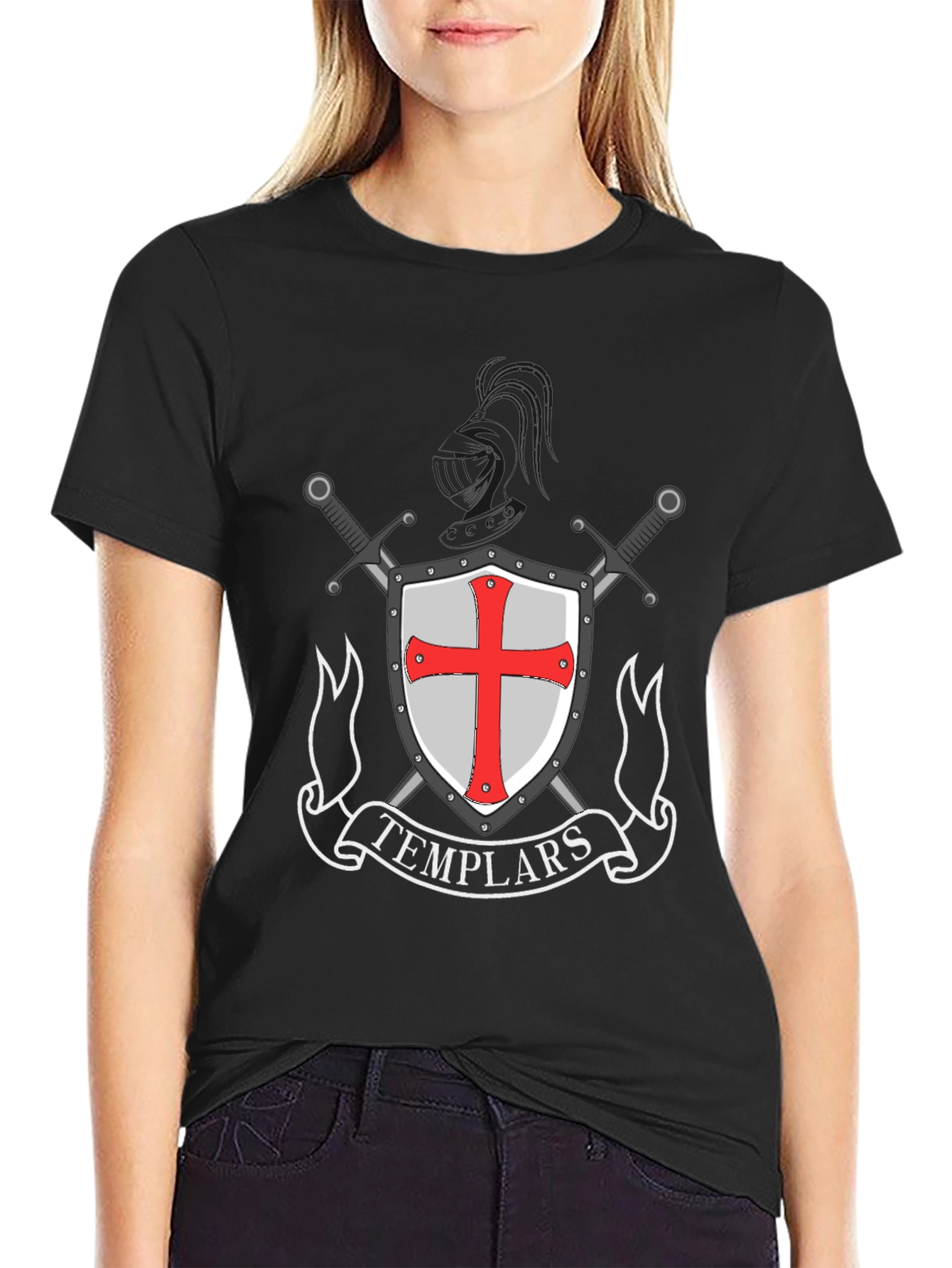 Templar Knight T-Shirt - Shield & Sword Design