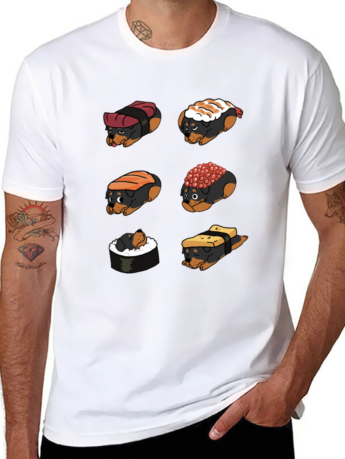 Sushi Dog Graphic T-Shirt - Unique Novelty Tee