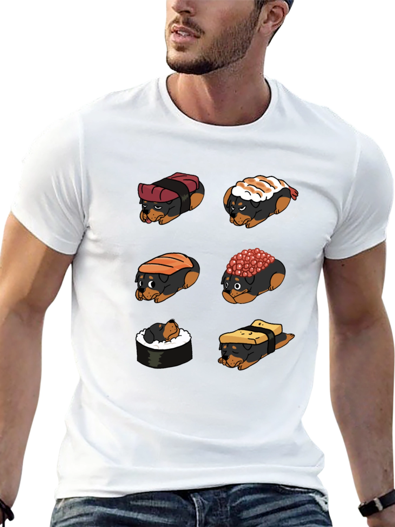 Sushi Dog Graphic T-Shirt - Unique Novelty Tee