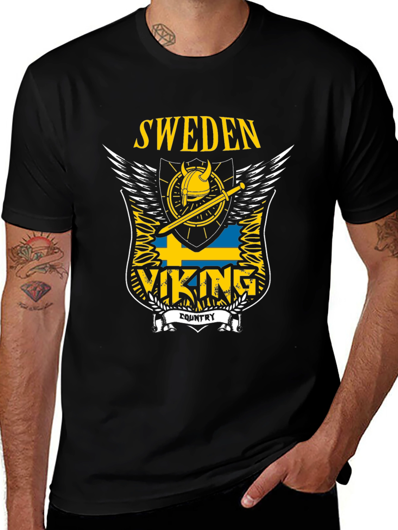 Sweden Viking Country T-Shirt - Black