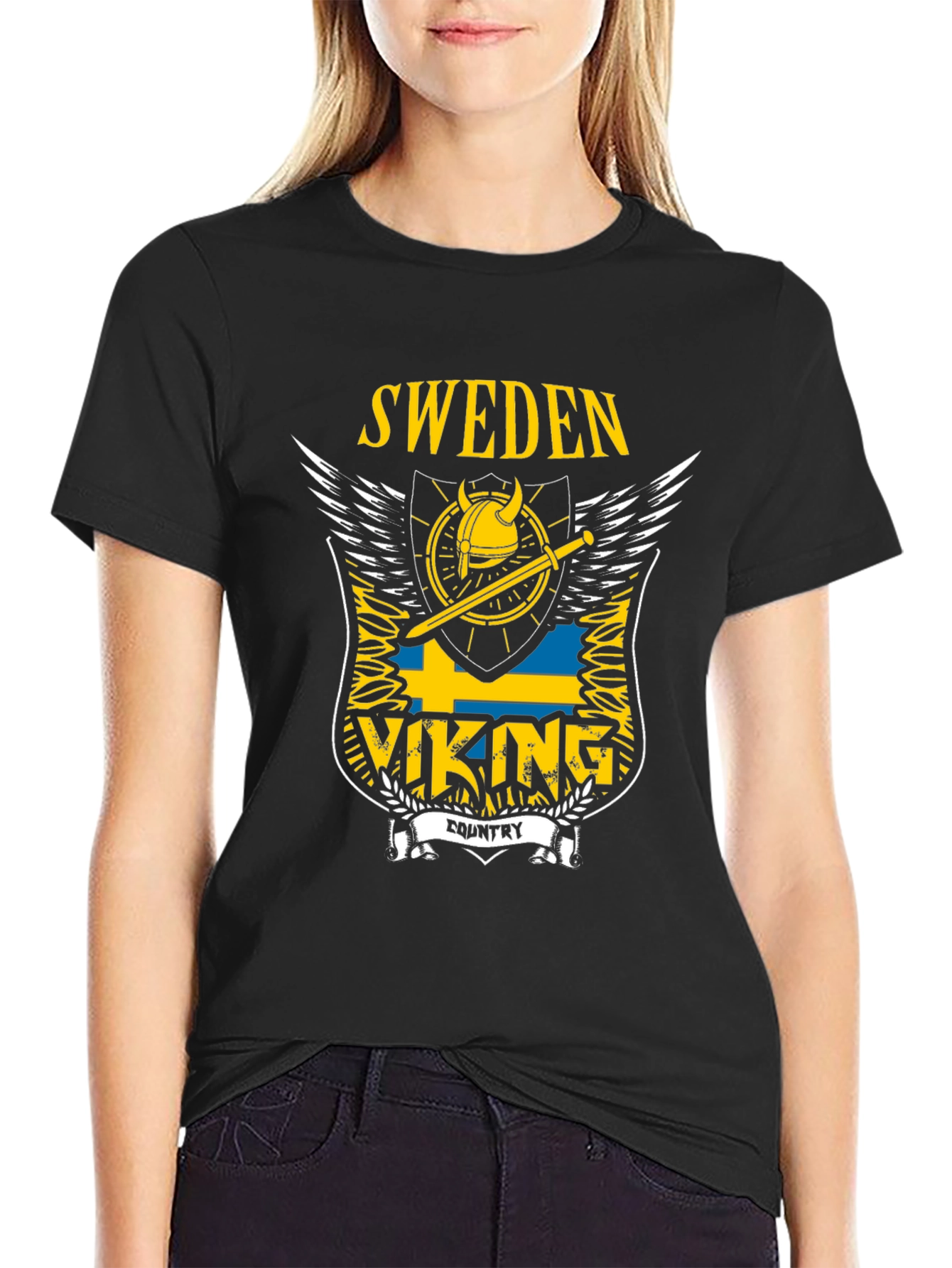 Sweden Viking Country T-Shirt - Black