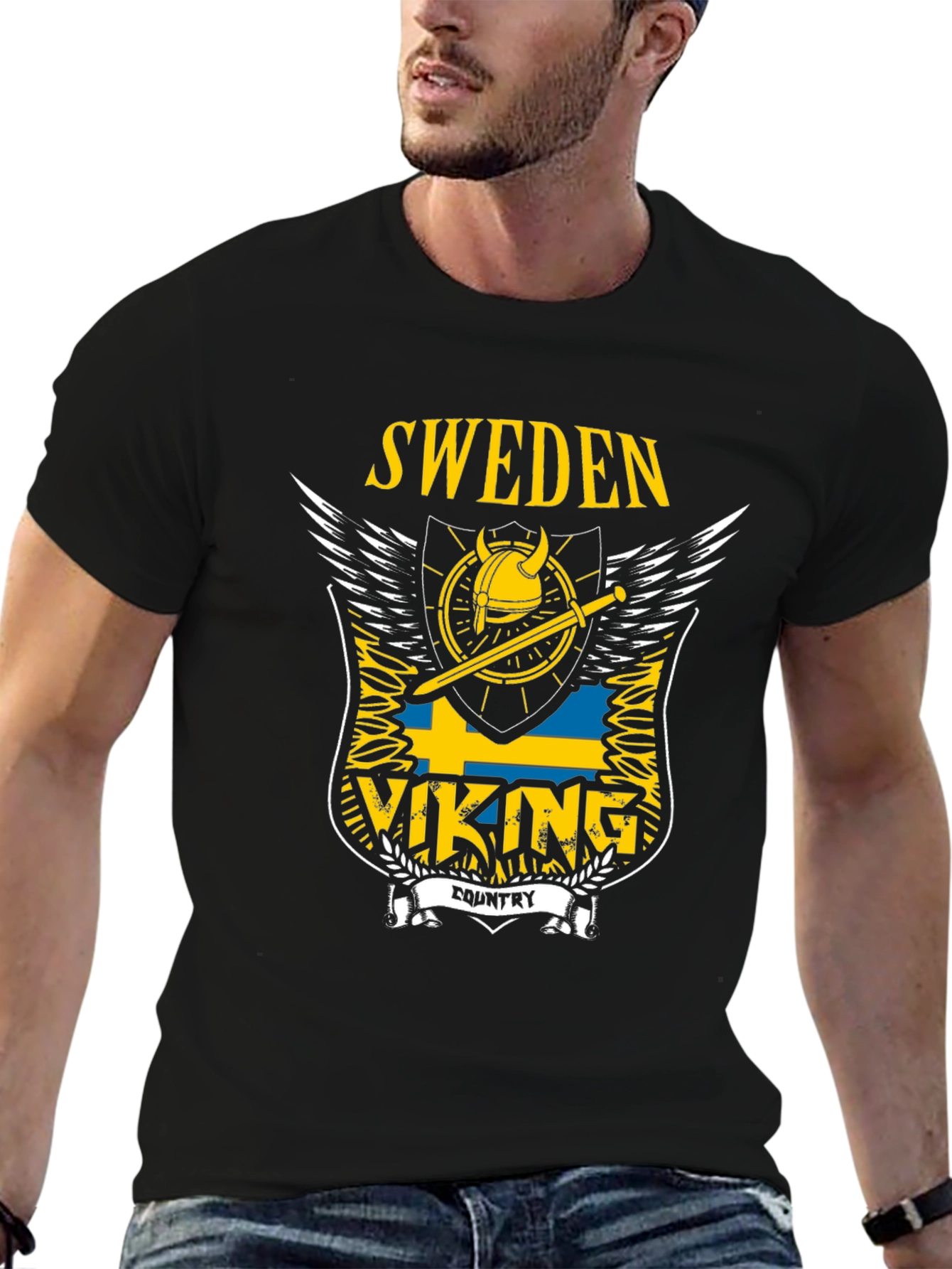 Sweden Viking Country T-Shirt - Black
