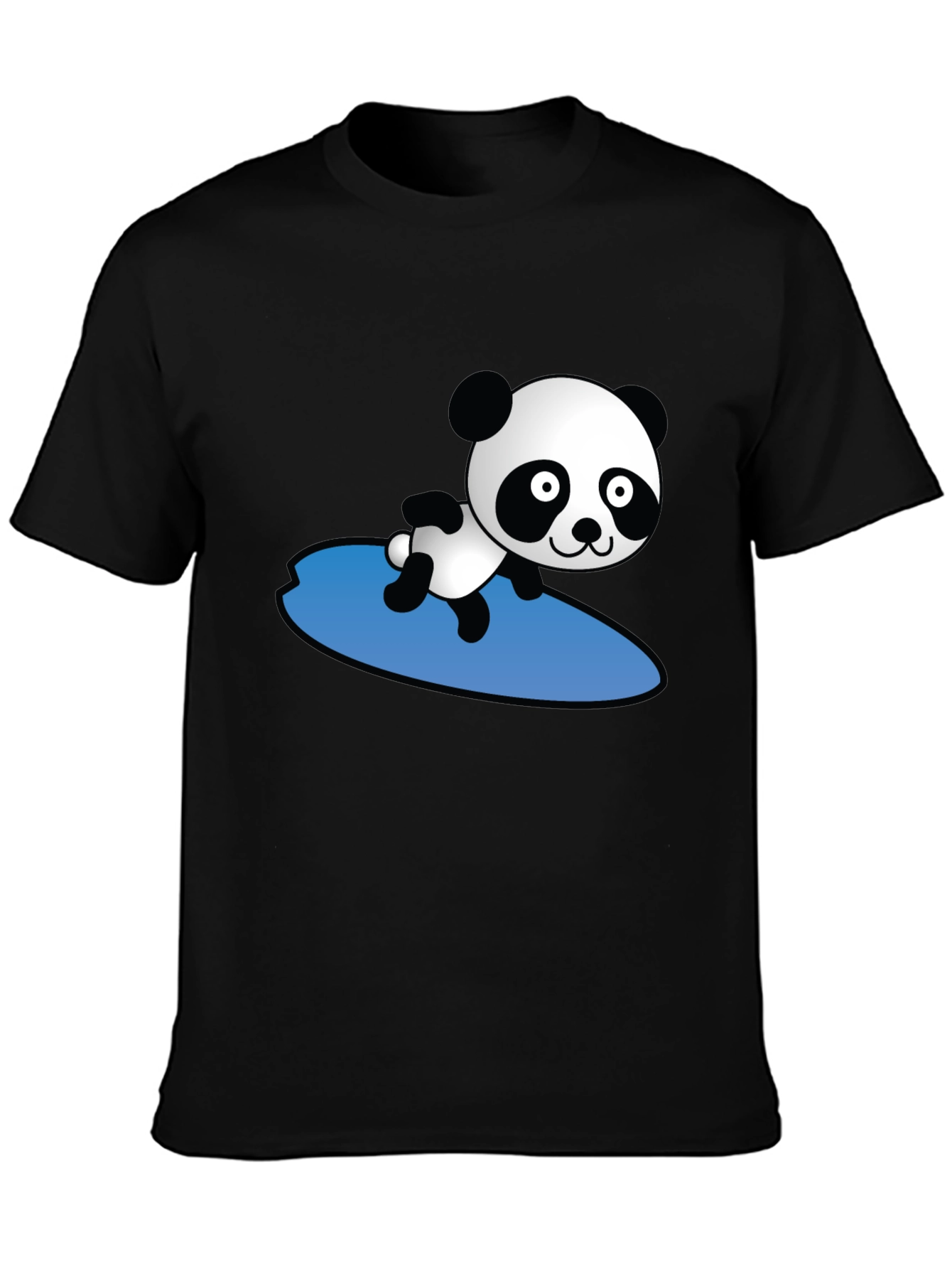 Surfing Panda Graphic T-Shirt - Black