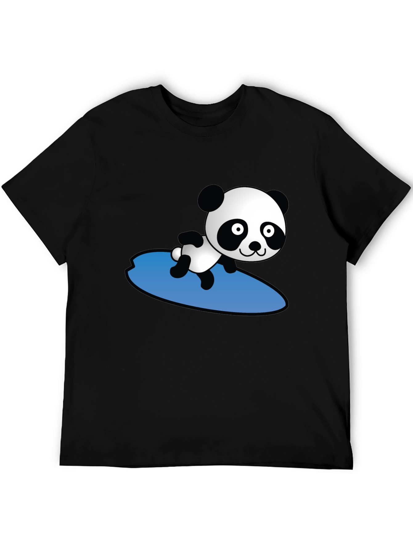 Surfing Panda Graphic T-Shirt - Black
