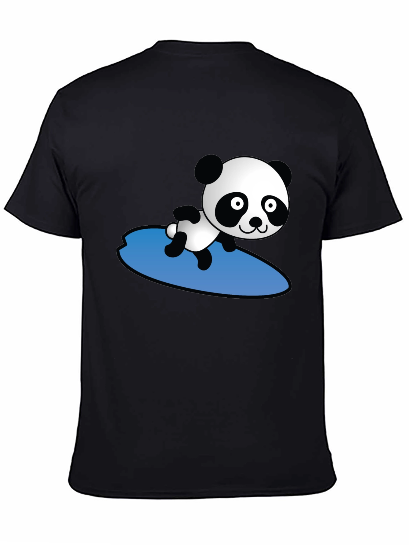 Surfing Panda Graphic T-Shirt - Black