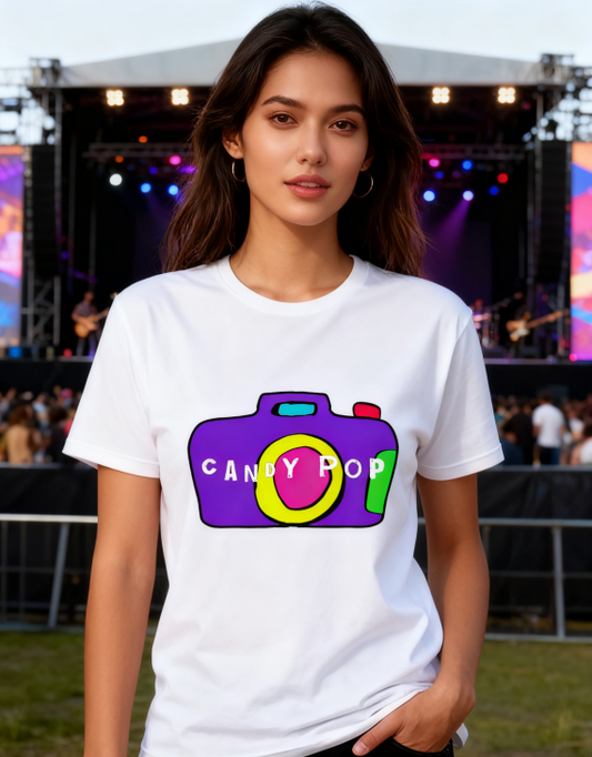 Vibrant Candy Pop Camera Tee