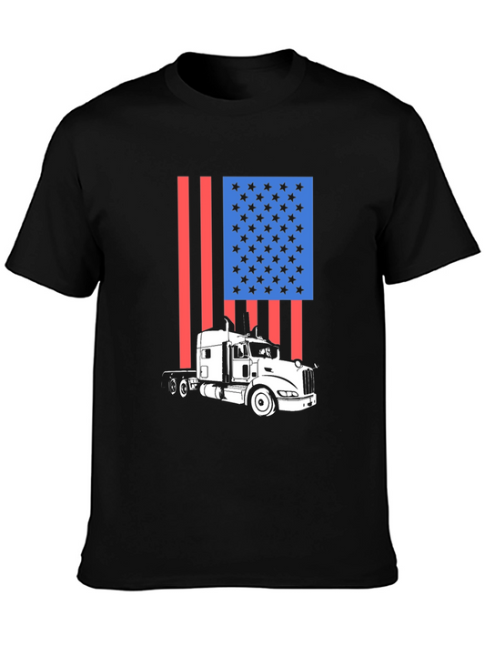 Trucker Pride Tee: American Flag Semi-Truck T-Shirt