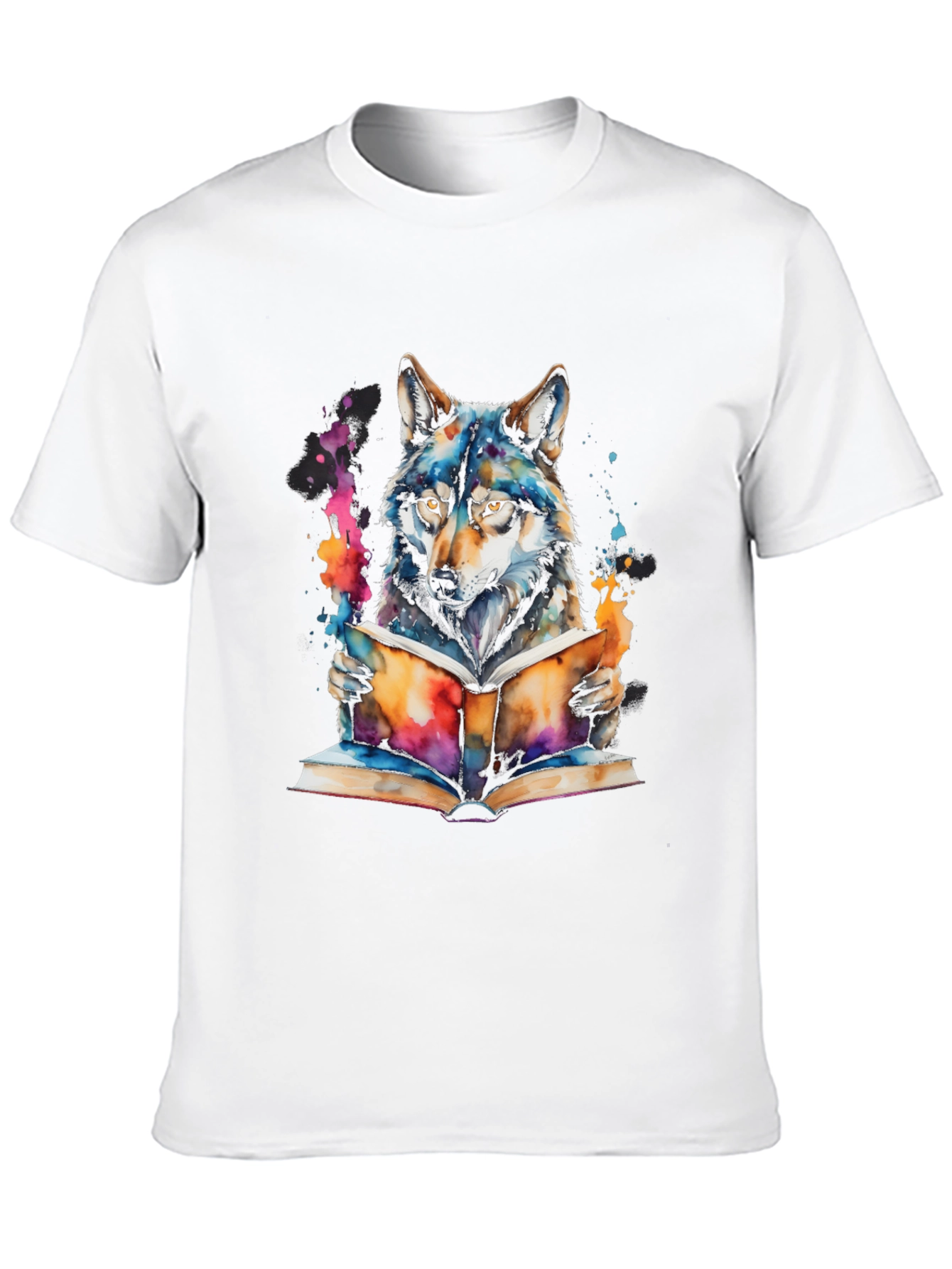 Wolf Reading Book T-Shirt - Artistic Graphic Tee