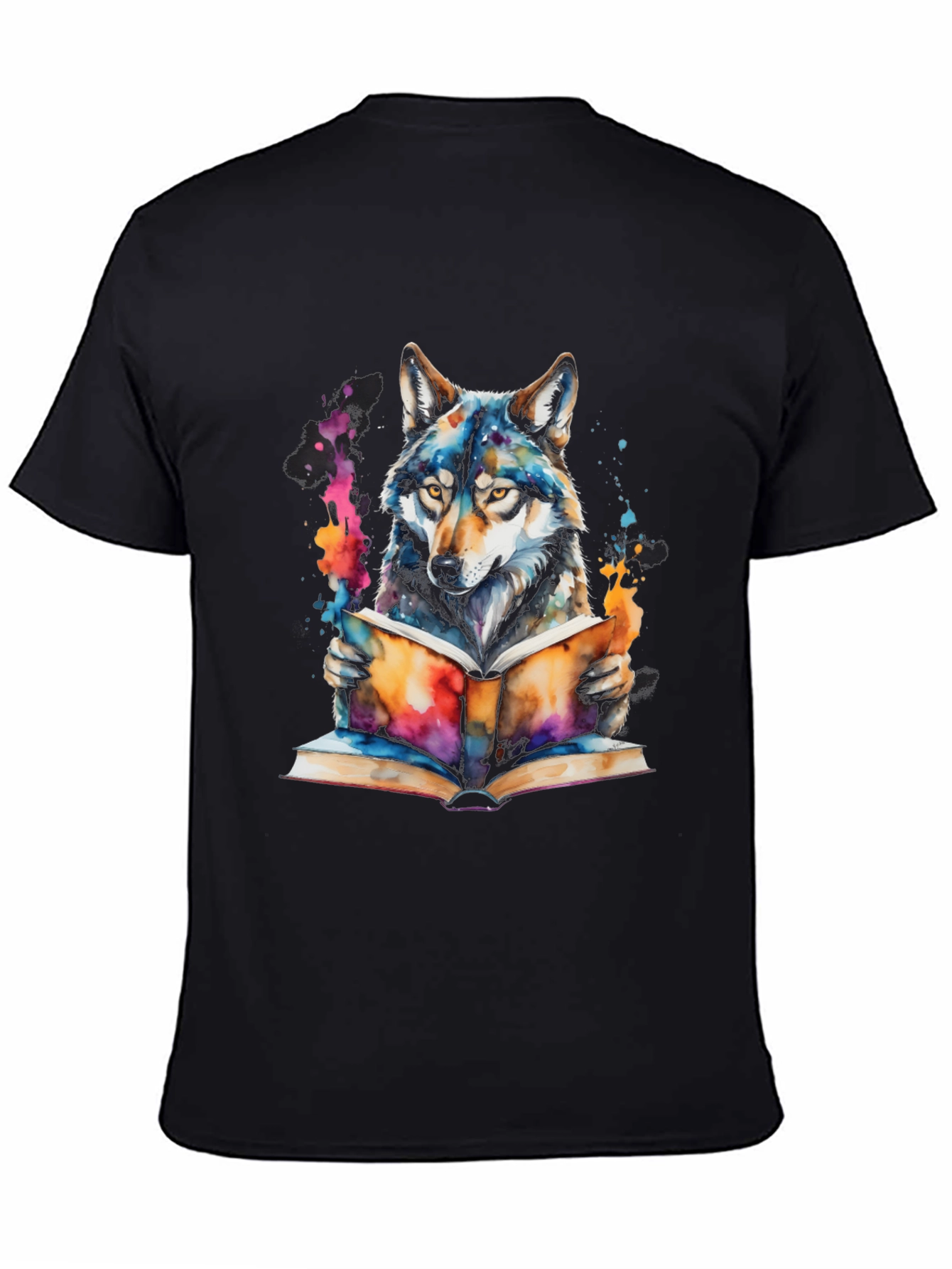 Wolf Reading Book T-Shirt - Artistic Graphic Tee