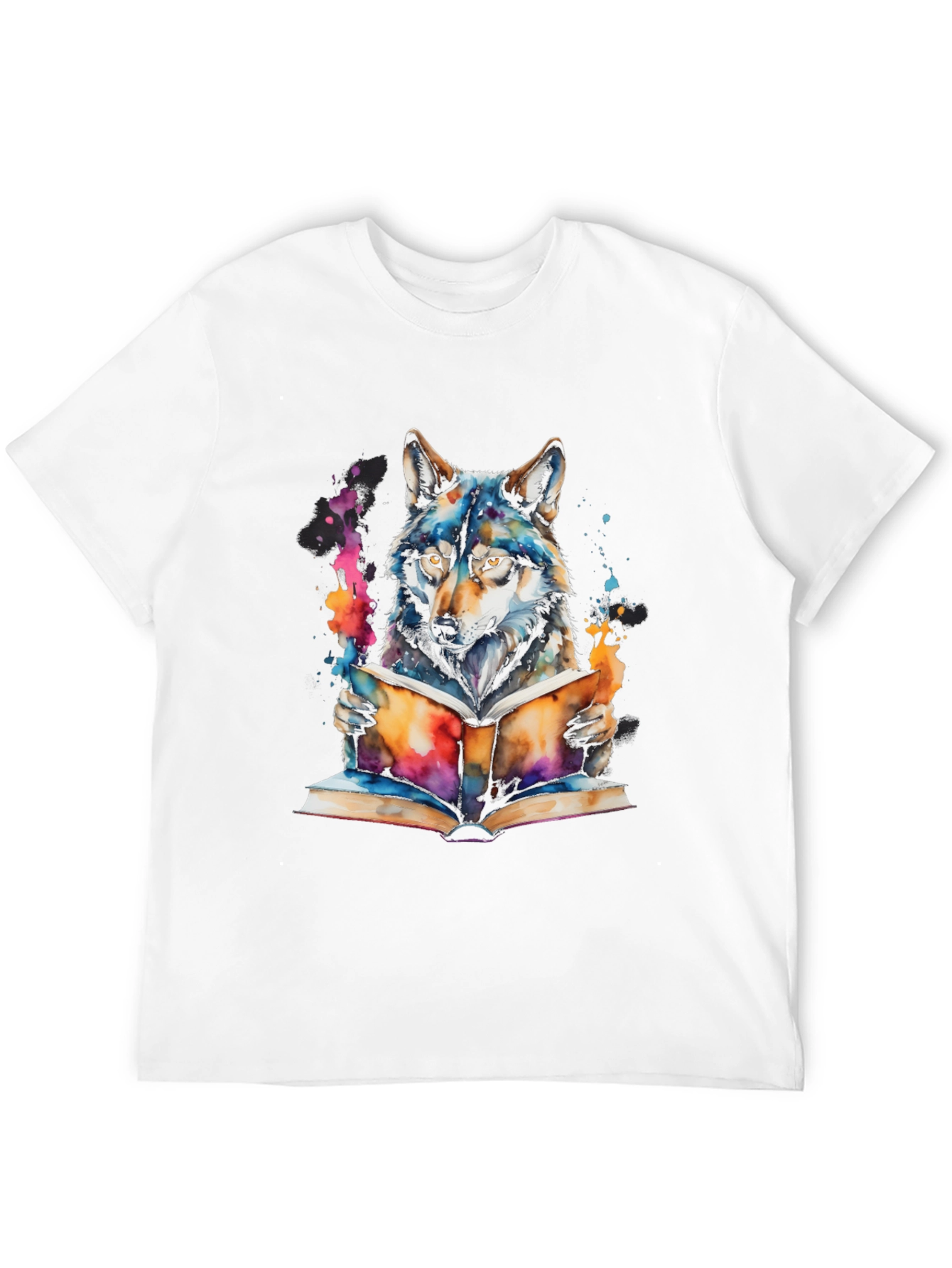 Wolf Reading Book T-Shirt - Artistic Graphic Tee