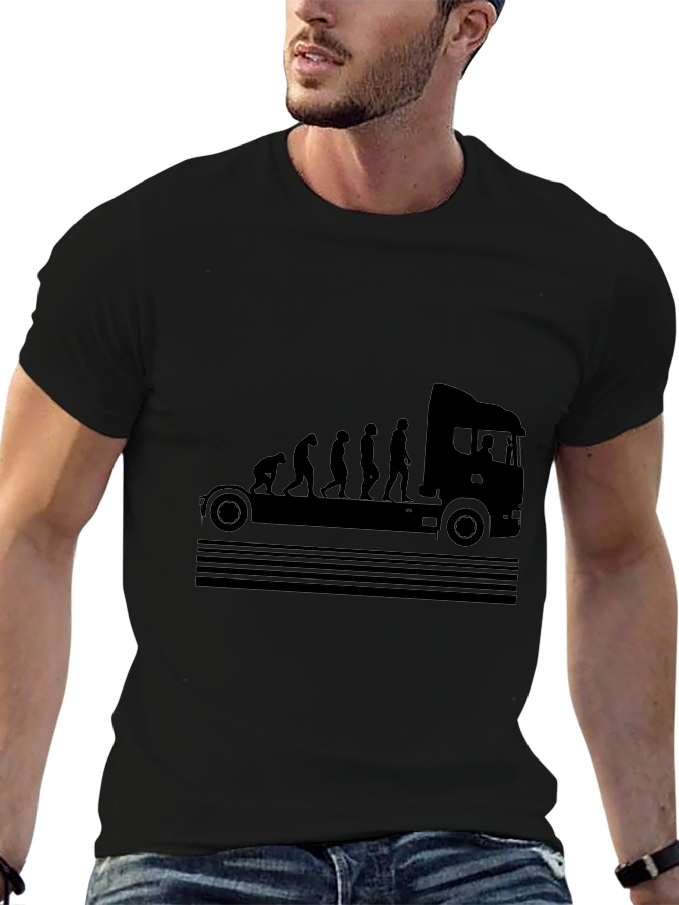 Truck Driver Evolution Black T-Shirt