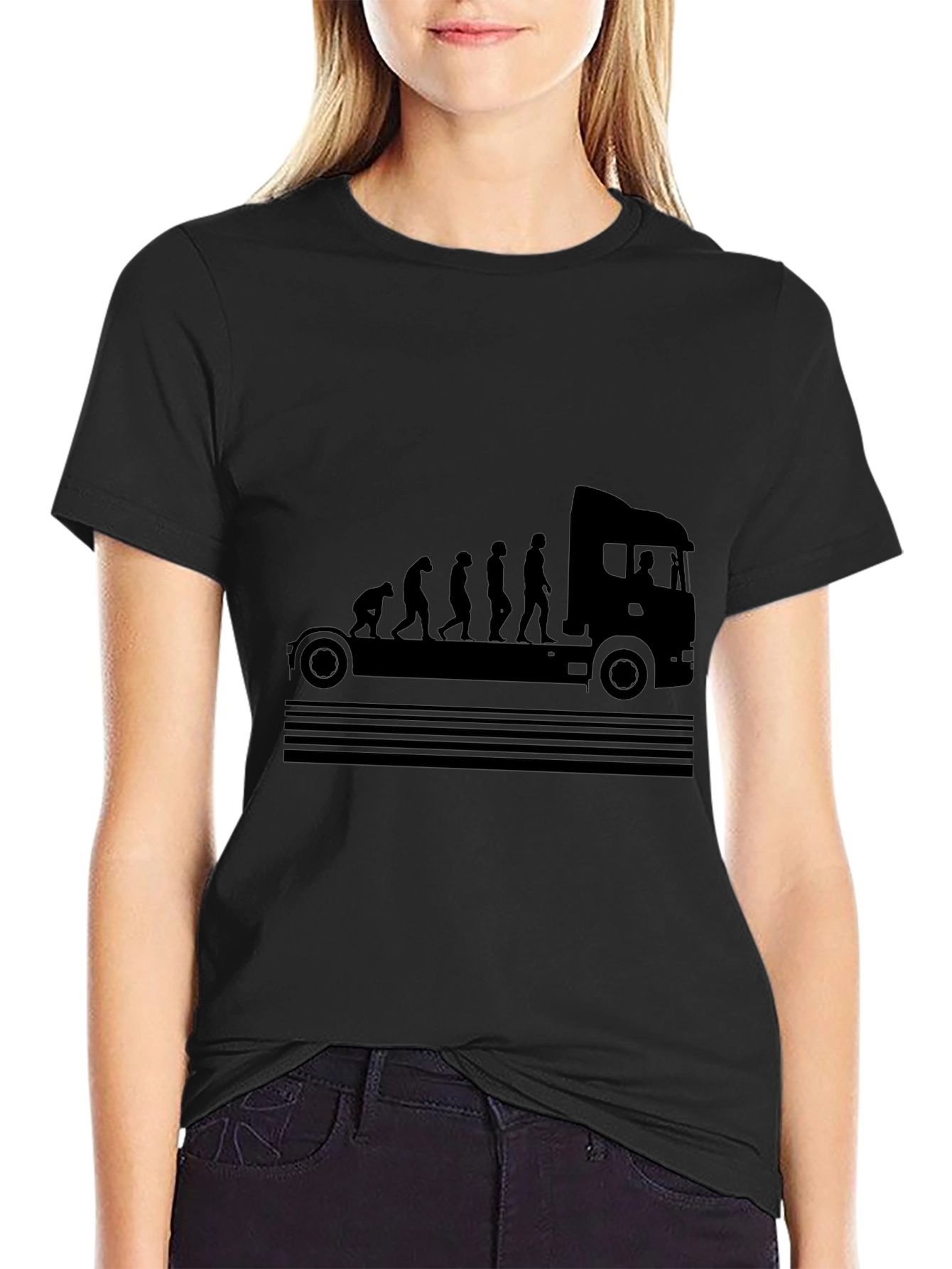 Truck Driver Evolution Black T-Shirt