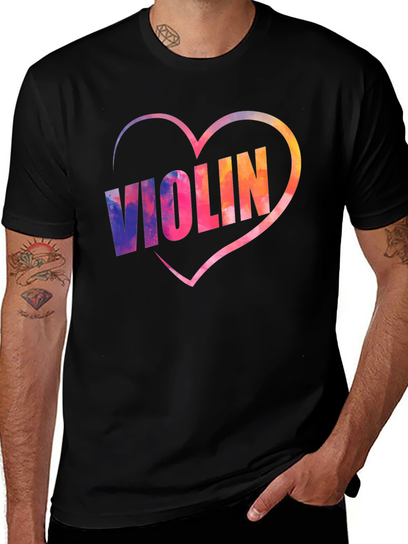 Violin Heart Graphic Tee - Music Lover Shirt